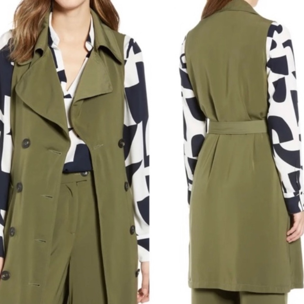 EUC Bella Longline Vest In Ivy Green VERO MODA